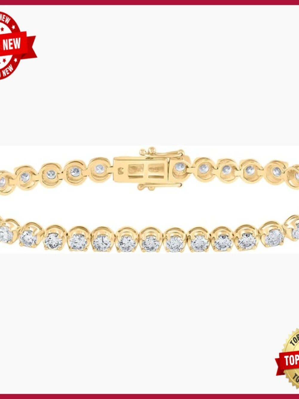 14K Yellow Gold Diamond Tennis Bracelet 6 Carat Cttw Round